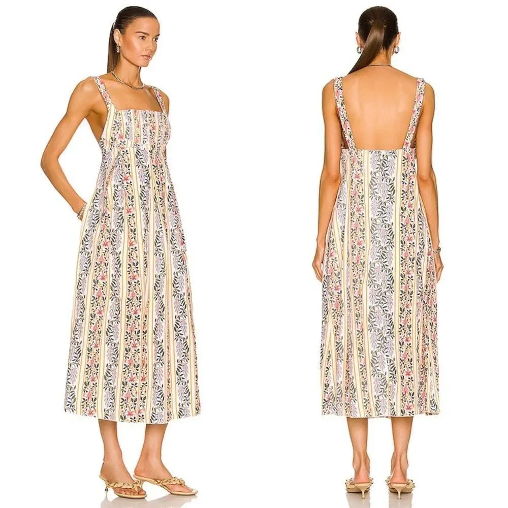 Agua by Agua Bendita Hortensia Pleated Floral Cotton Maxi Dress - Picture 2 of 13